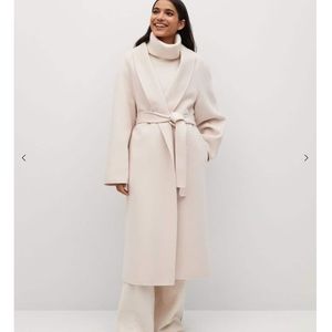 MANGO Cream Wool Coat M
